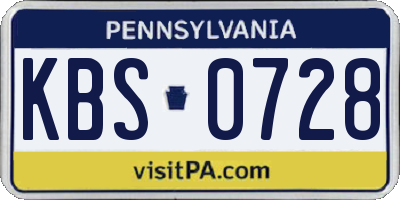 PA license plate KBS0728