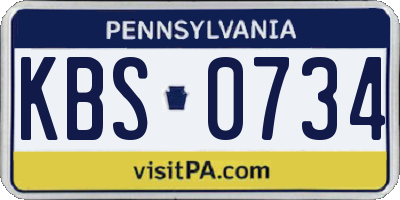 PA license plate KBS0734
