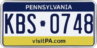 PA license plate KBS0748