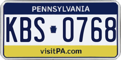 PA license plate KBS0768