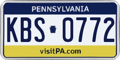 PA license plate KBS0772