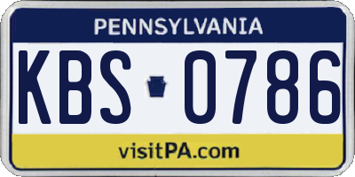PA license plate KBS0786