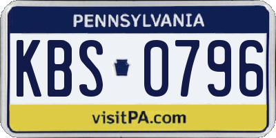 PA license plate KBS0796
