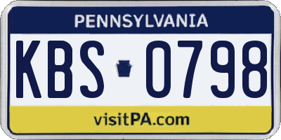 PA license plate KBS0798