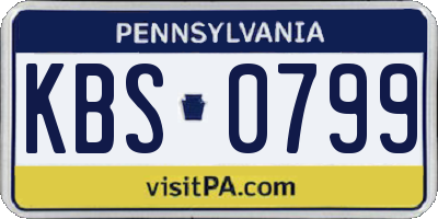 PA license plate KBS0799