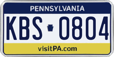PA license plate KBS0804