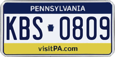 PA license plate KBS0809