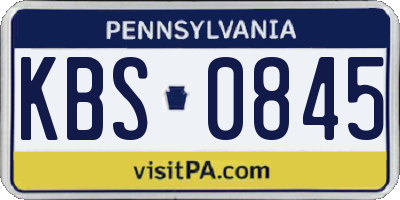 PA license plate KBS0845