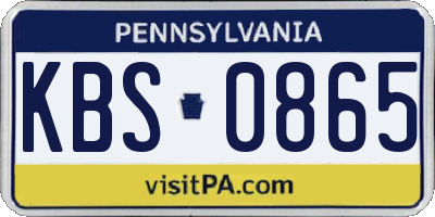 PA license plate KBS0865