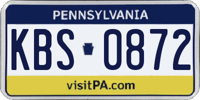PA license plate KBS0872