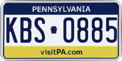PA license plate KBS0885