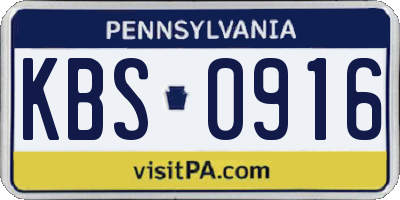 PA license plate KBS0916