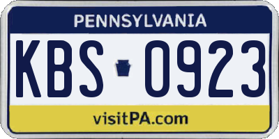 PA license plate KBS0923
