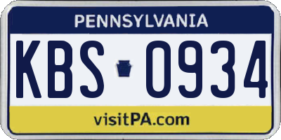PA license plate KBS0934