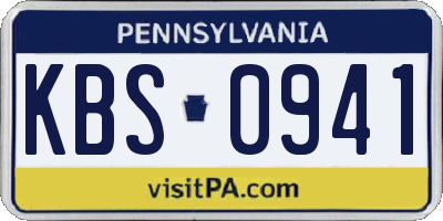PA license plate KBS0941