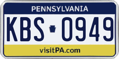 PA license plate KBS0949