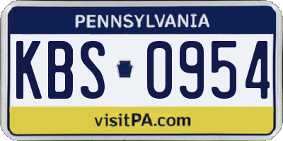 PA license plate KBS0954