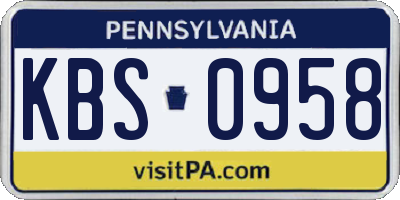 PA license plate KBS0958