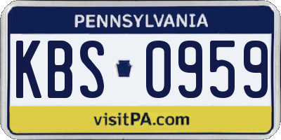 PA license plate KBS0959