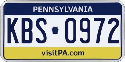 PA license plate KBS0972