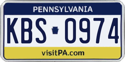 PA license plate KBS0974