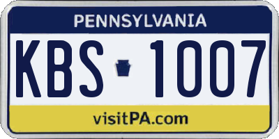 PA license plate KBS1007