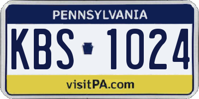 PA license plate KBS1024