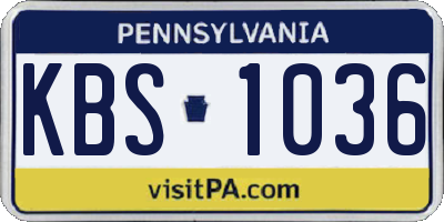 PA license plate KBS1036