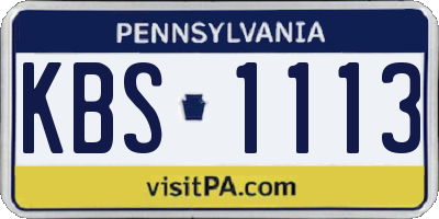 PA license plate KBS1113