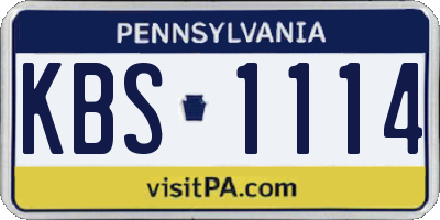 PA license plate KBS1114