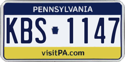 PA license plate KBS1147