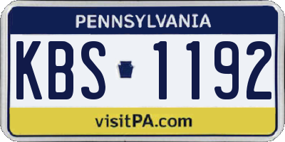 PA license plate KBS1192