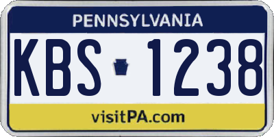 PA license plate KBS1238
