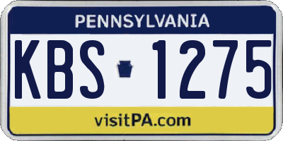 PA license plate KBS1275