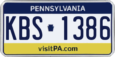 PA license plate KBS1386