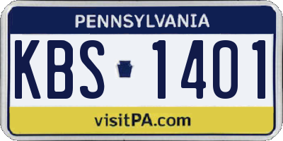 PA license plate KBS1401