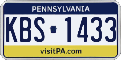 PA license plate KBS1433