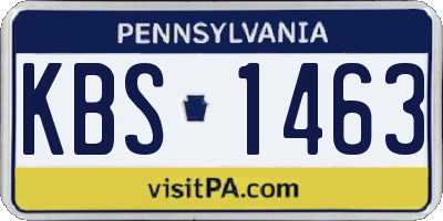 PA license plate KBS1463