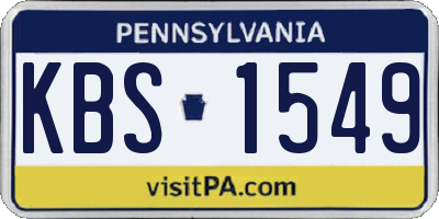 PA license plate KBS1549