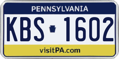 PA license plate KBS1602