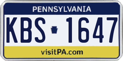 PA license plate KBS1647