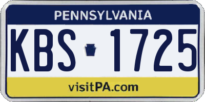 PA license plate KBS1725