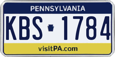 PA license plate KBS1784