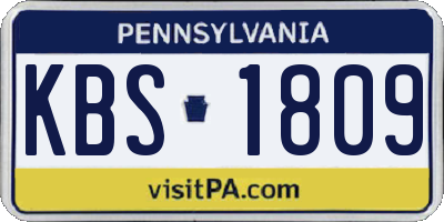 PA license plate KBS1809
