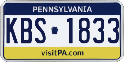 PA license plate KBS1833