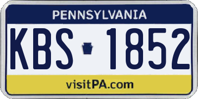 PA license plate KBS1852