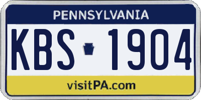 PA license plate KBS1904