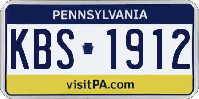 PA license plate KBS1912