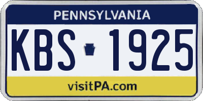 PA license plate KBS1925