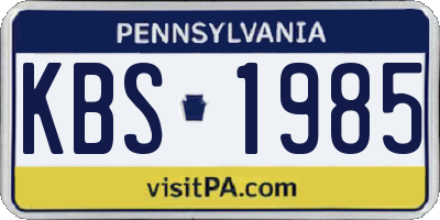 PA license plate KBS1985